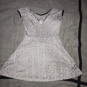 Girls silver lace dress overlay